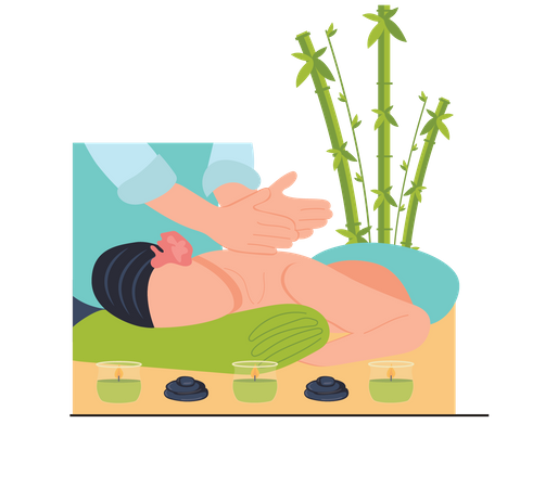 Frau entspannende Massage im Spa  Illustration