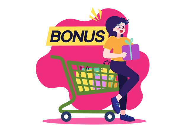 Frau erhält Bonus beim Black Friday-Shopping  Illustration