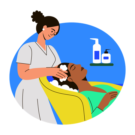 Frau erhält Haar-Spa  Illustration