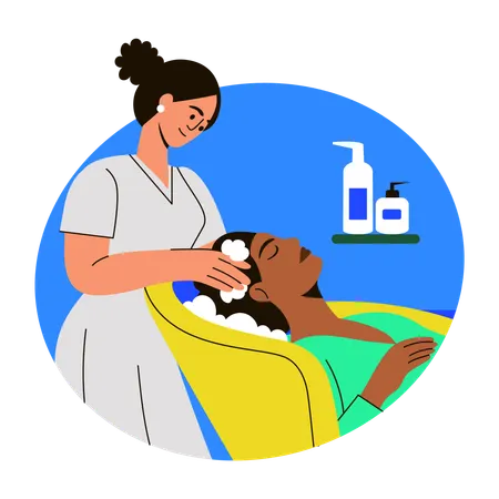 Frau erhält Haar-Spa  Illustration