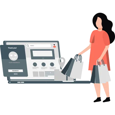 Frau erhält Paket vom Online-Shopping  Illustration