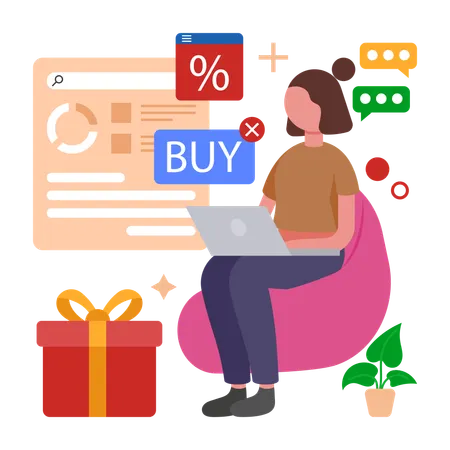 Frau erhält Treueprogramm  Illustration