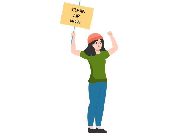 Frau erhebt ihre Stimme gegen Stop Pollution  Illustration