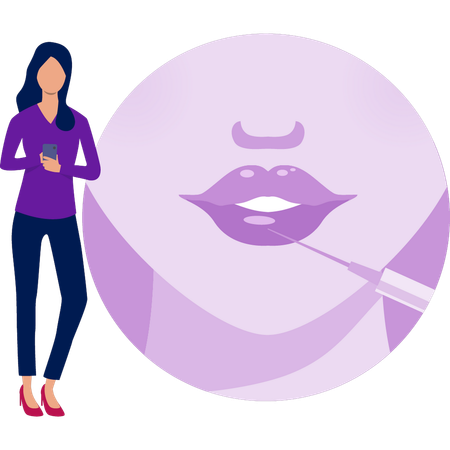 Frau erklärt Botox-Lippe  Illustration