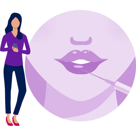 Frau erklärt Botox-Lippe  Illustration