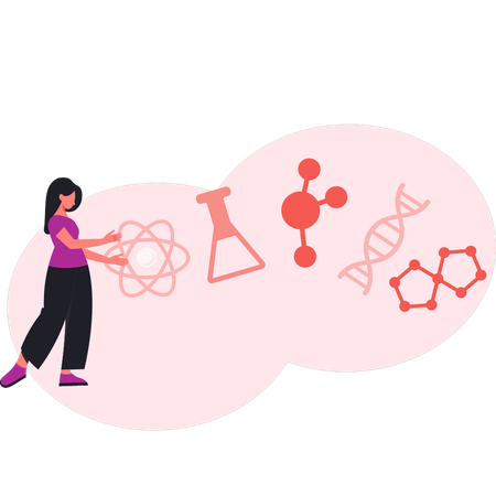 Frau erklärt DNA-Modifikation  Illustration