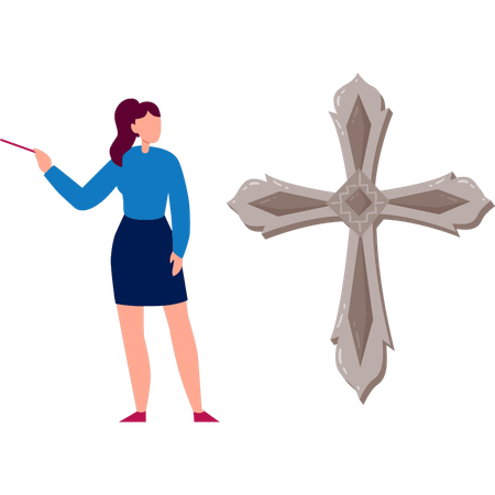 Frau erklärt Glaubenskreuz-Clipart  Illustration