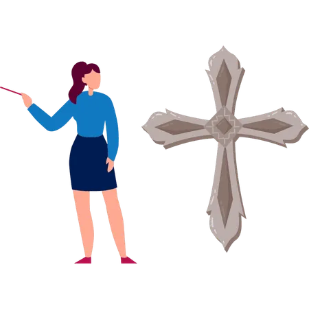 Frau erklärt Glaubenskreuz-Clipart  Illustration