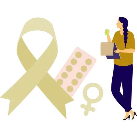 Frau erklärt HIV-Pillen  Illustration
