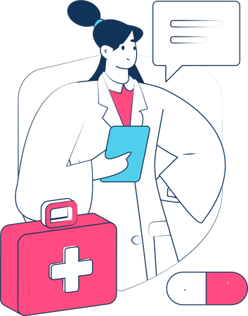 Frau erklärt Krankenversicherung  Illustration