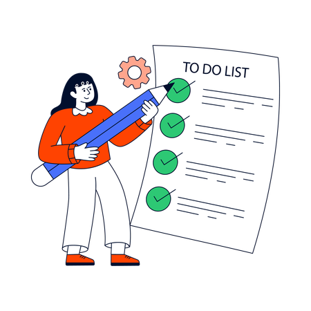 Frau erledigt To-Do-Liste  Illustration