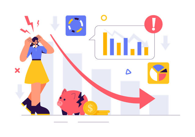 Frau erleidet Investitionsverlust  Illustration