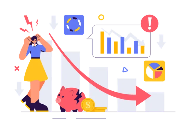 Frau erleidet Investitionsverlust  Illustration