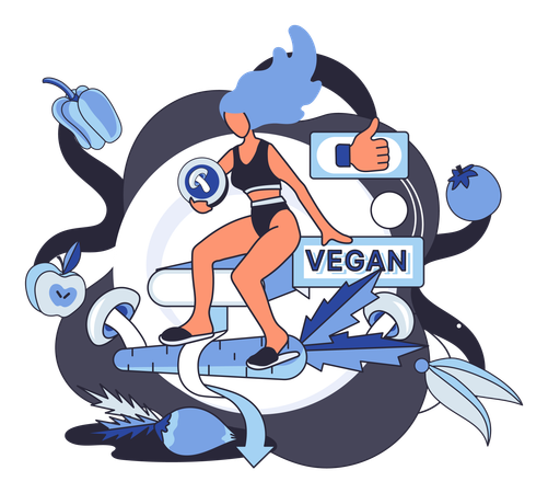 Frau ernährt sich vegan  Illustration