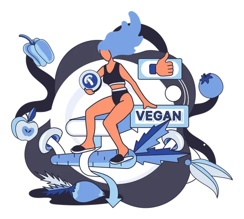 Frau ernährt sich vegan  Illustration