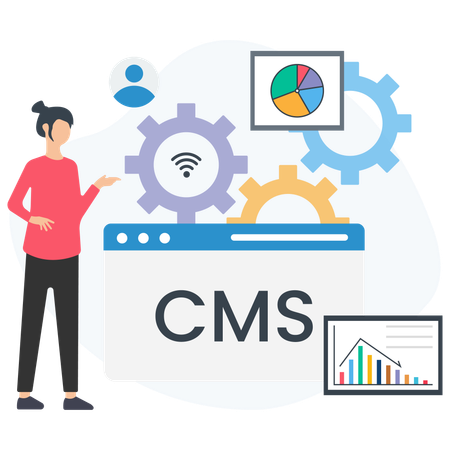 Frau erstellt CMS-Inhalte  Illustration