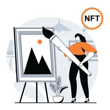 Frau erstellt NFT-Token  Illustration
