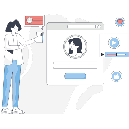 Frau erstellt Online-Profil  Illustration
