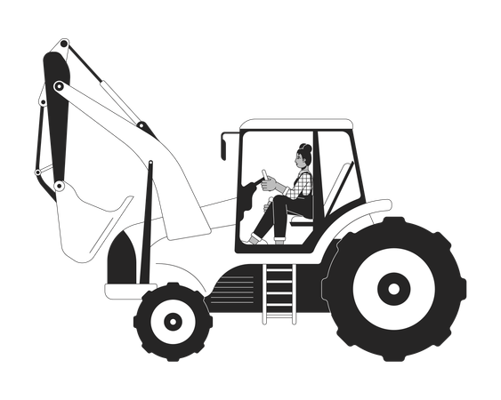 Frau fährt Bagger  Illustration