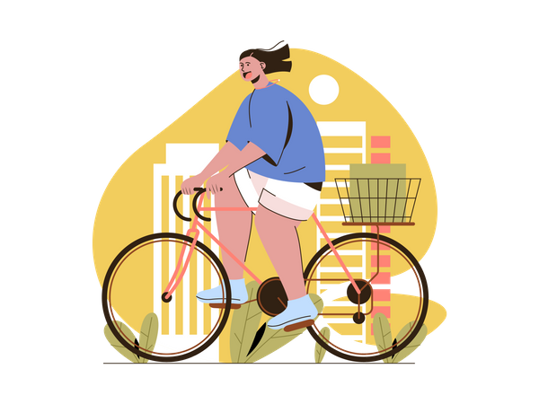 Frau reitet Fahrrad  Illustration