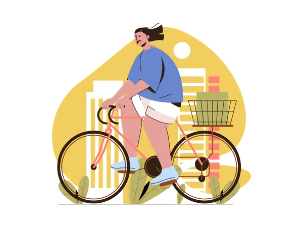 Frau reitet Fahrrad  Illustration