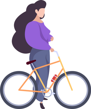 Frau reitet Fahrrad  Illustration