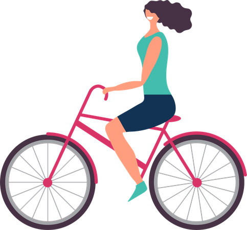 Frau reitet Fahrrad  Illustration