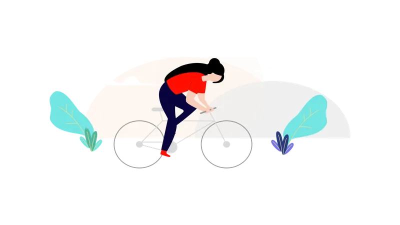 Frau reitet Fahrrad  Illustration