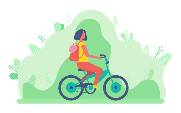 Frau reitet Fahrrad  Illustration