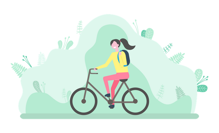 Frau reitet Fahrrad  Illustration