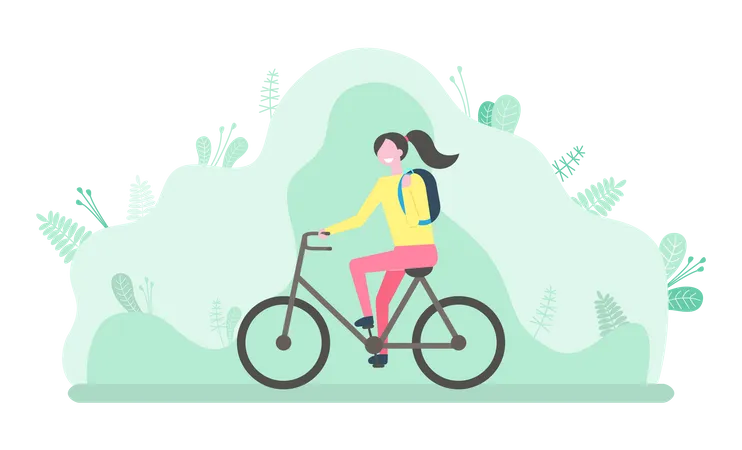 Frau reitet Fahrrad  Illustration