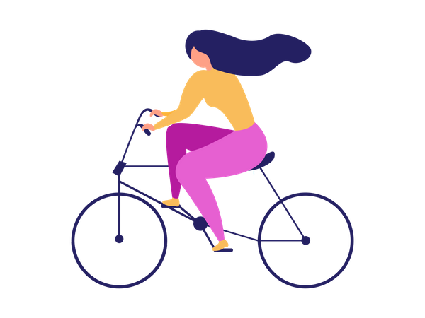 Frau fährt Mietfahrrad für den Transport  Illustration