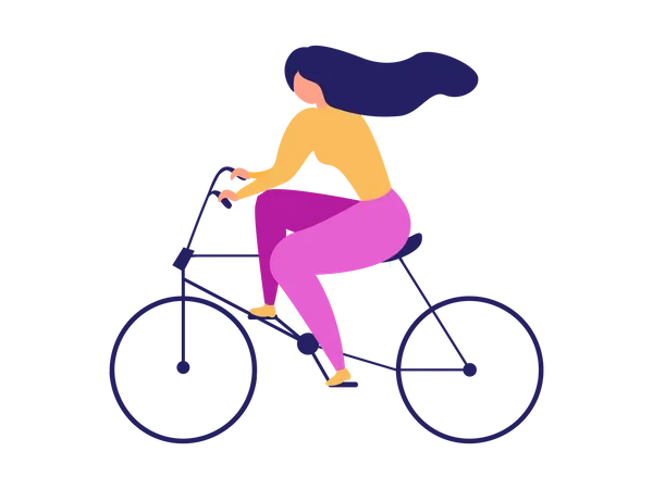 Frau fährt Mietfahrrad für den Transport  Illustration