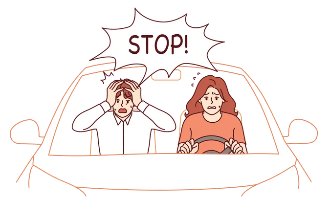 Frau fährt schlecht Auto  Illustration