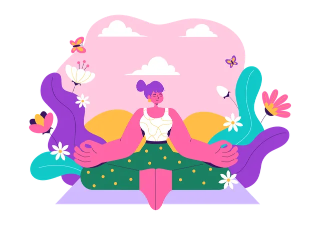 Frau feiert den Internationalen Yoga-Tag  Illustration