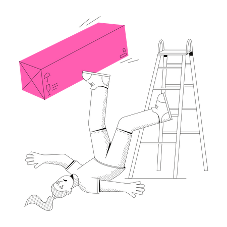 Frau stürzte die Treppe herunter  Illustration