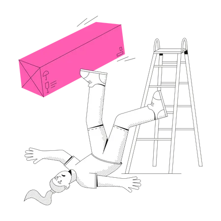 Frau stürzte die Treppe herunter  Illustration