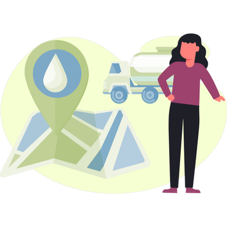 Frau sucht Lieferort  Illustration