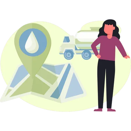 Frau sucht Lieferort  Illustration