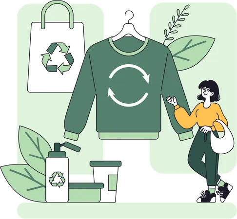 Frau fördert Zero-Waste-Recycling  Illustration