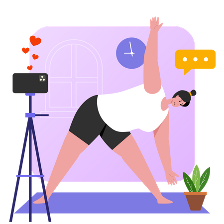 Frau dreht Yoga-Video-Tutorial  Illustration