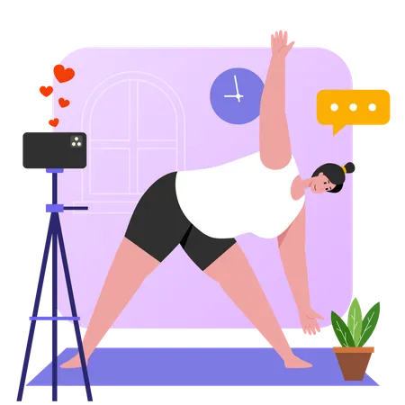 Frau dreht Yoga-Video-Tutorial  Illustration