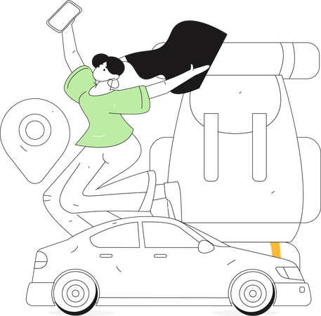 Frau freut sich auf den Urlaub  Illustration