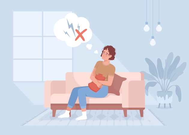 Frau freut sich über Linderung von Menstruationsbeschwerden  Illustration