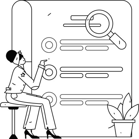 Frau nimmt an einer Umfrage zum Kundenerlebnis teil  Illustration