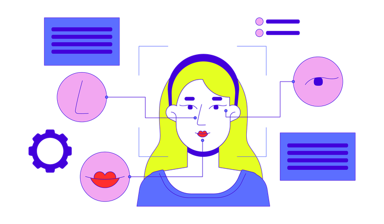 Frau autorisiert Gesichtskodierungstechnologie  Illustration