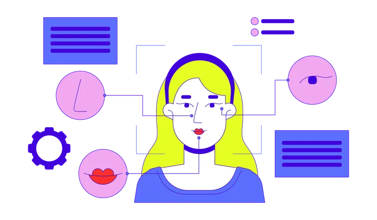 Frau autorisiert Gesichtskodierungstechnologie  Illustration