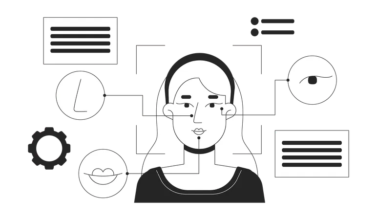 Frau autorisiert Gesichtskodierungstechnologie  Illustration