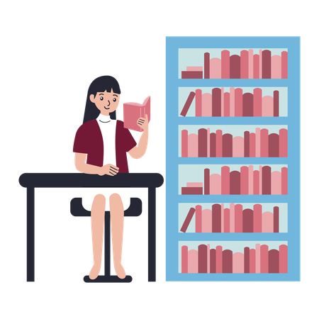 Frau genießt Buchclub  Illustration