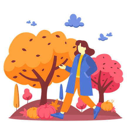 Frau genießt das Wetter  Illustration